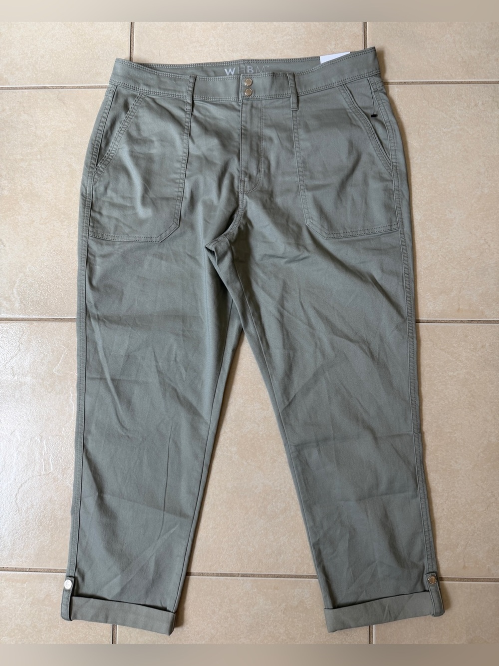 WHBM White House Black Market MR Utility Crop Pants Laurel Oak Sz 14 Stretch